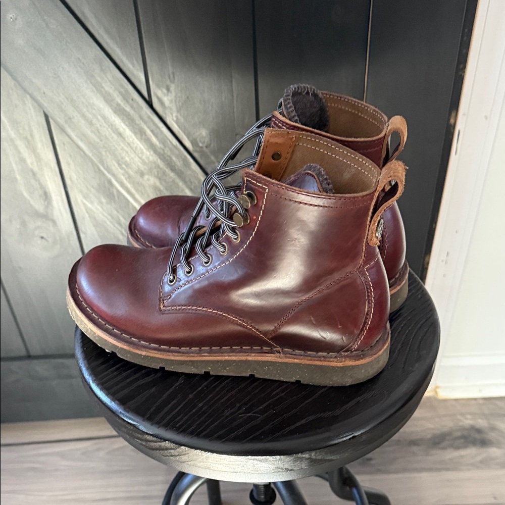 Birkenstock Burgundy Leather Ankle Boots